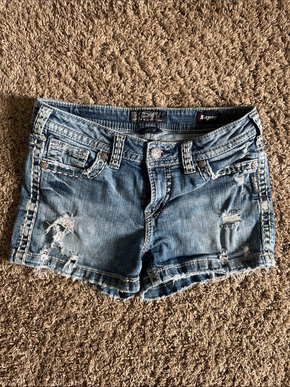 Silver Jeans Light Blue Distressed Cutoff Denim Shorts